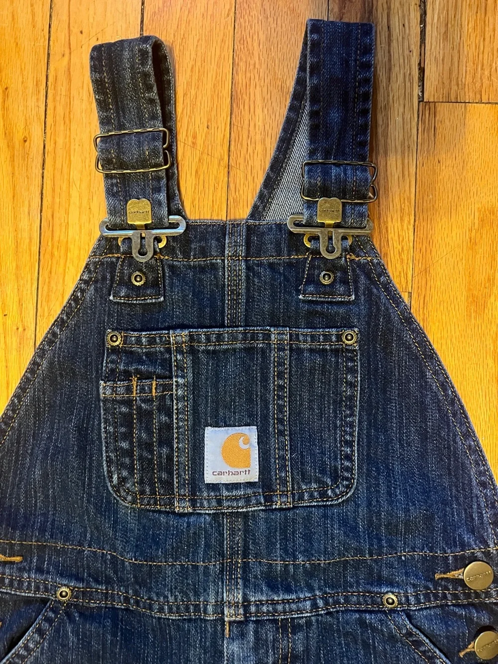 Carhartt Navy Blue Kids Denim Overalls with Bib Pocket